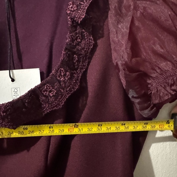 Reformation Burgundy Puff Sleeve Dress - Picture 4 of 10